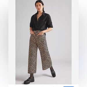 Maeve Leopard Brocade Wide Leg Ankle Pants Anthropologie 6